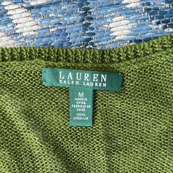 Lauren Ralph Lauren Green Sweater Sleeveless Tank - 100% Linen - Picture 2 of 3